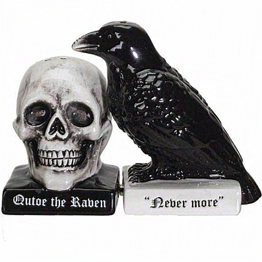Pacific Halloween Decor‎ The Raven Ceramic Salt and Pepper Shakers Set
